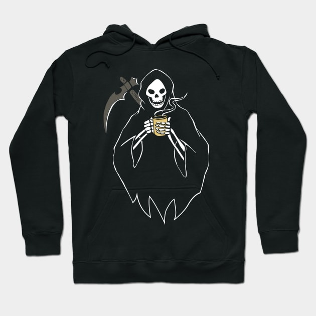 Grim Reaper Loves Coffee Fan Gift Hoodie by atomguy